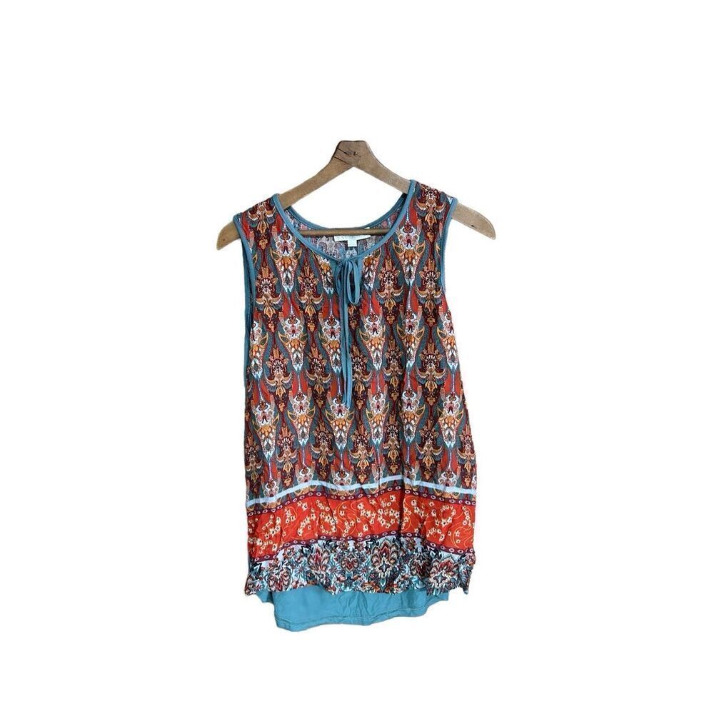 Weekend by Susanne Betro Size Large (L) BOHO Tank NWT Orange and Teal